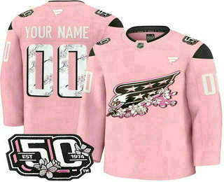 Men%27s Washington Capitals Customized Pink 50th Anniversary Authentic Jersey